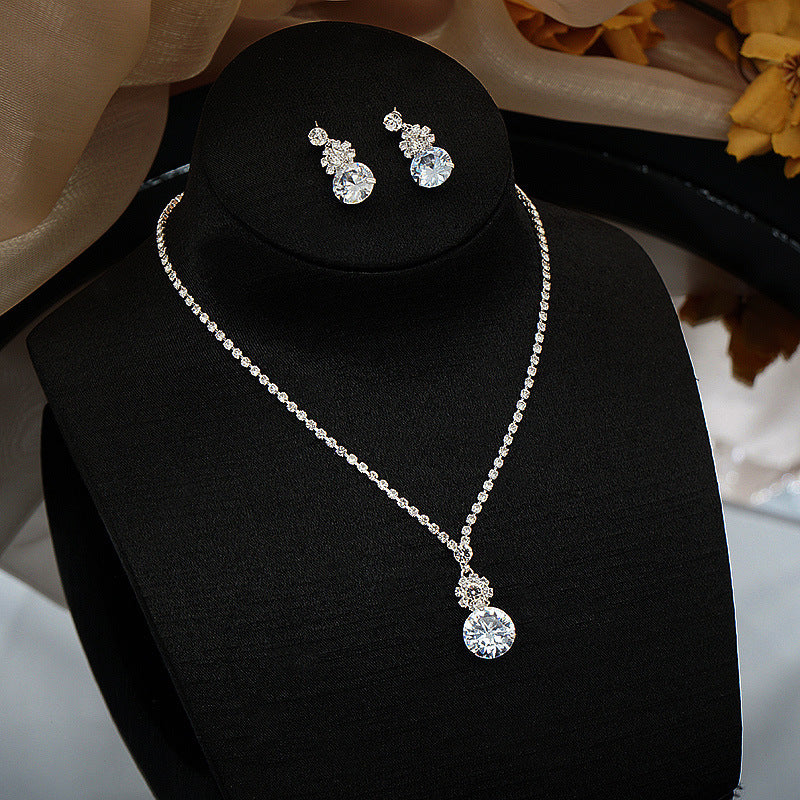 Luxe Zirkonia Bruidssieraden Set – Ketting & Oorbellen voor Bruiloft en Gala (Zilver