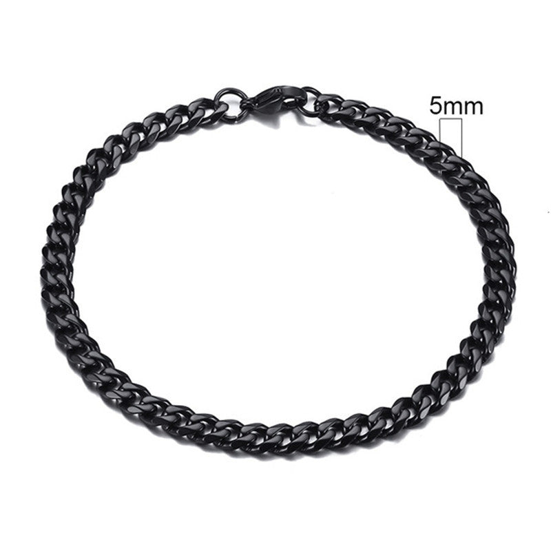 Stoere Zwarte Stalen Schakelarmband Heren – 5 mm RVS