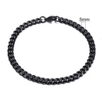 Stoere Zwarte Stalen Schakelarmband Heren – 5 mm RVS