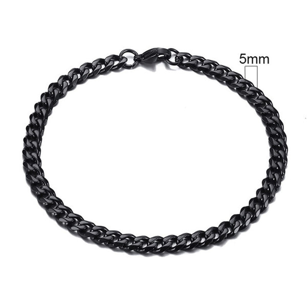 Heren Schakelarmband 5 mm — Zwart
