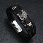 Stoere Leren Herenarmband met Arend & Magneetsluiting – Eagle Leather
