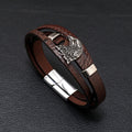 Leren Herenarmband met Arend — Magneetsluiting