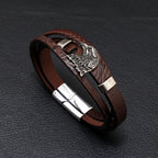 Stoere Leren Herenarmband met Arend & Magneetsluiting – Eagle Leather