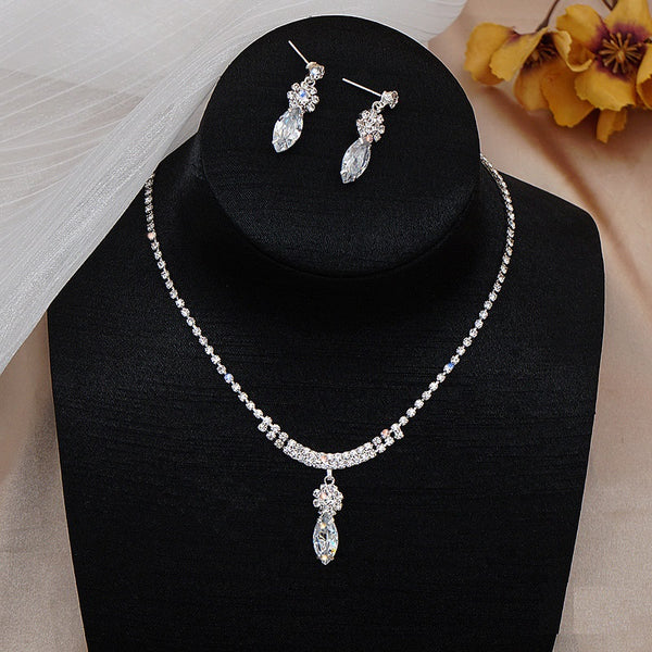 Bruidssieraden Set met Marquise Hanger — Zilver