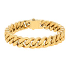 Luxe Goudkleurige Schakelarmband van RVS (18k Verguld / Cuban Link) – Fenando