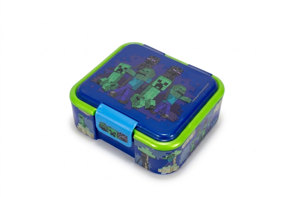 Minecraft Brotdose mit 3 Fächern – Premium Lunchbox Creepers 18x16 cm