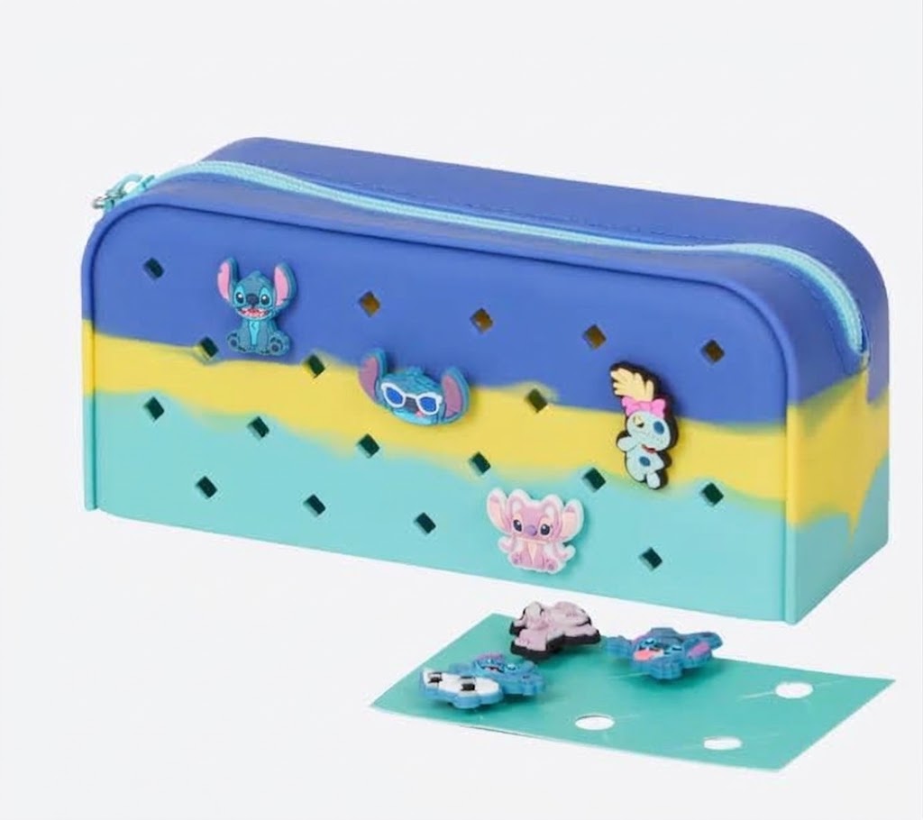 Disney Stitch Siliconen Etui met Badges - 7-delig | 19 x 6 x 8 cm