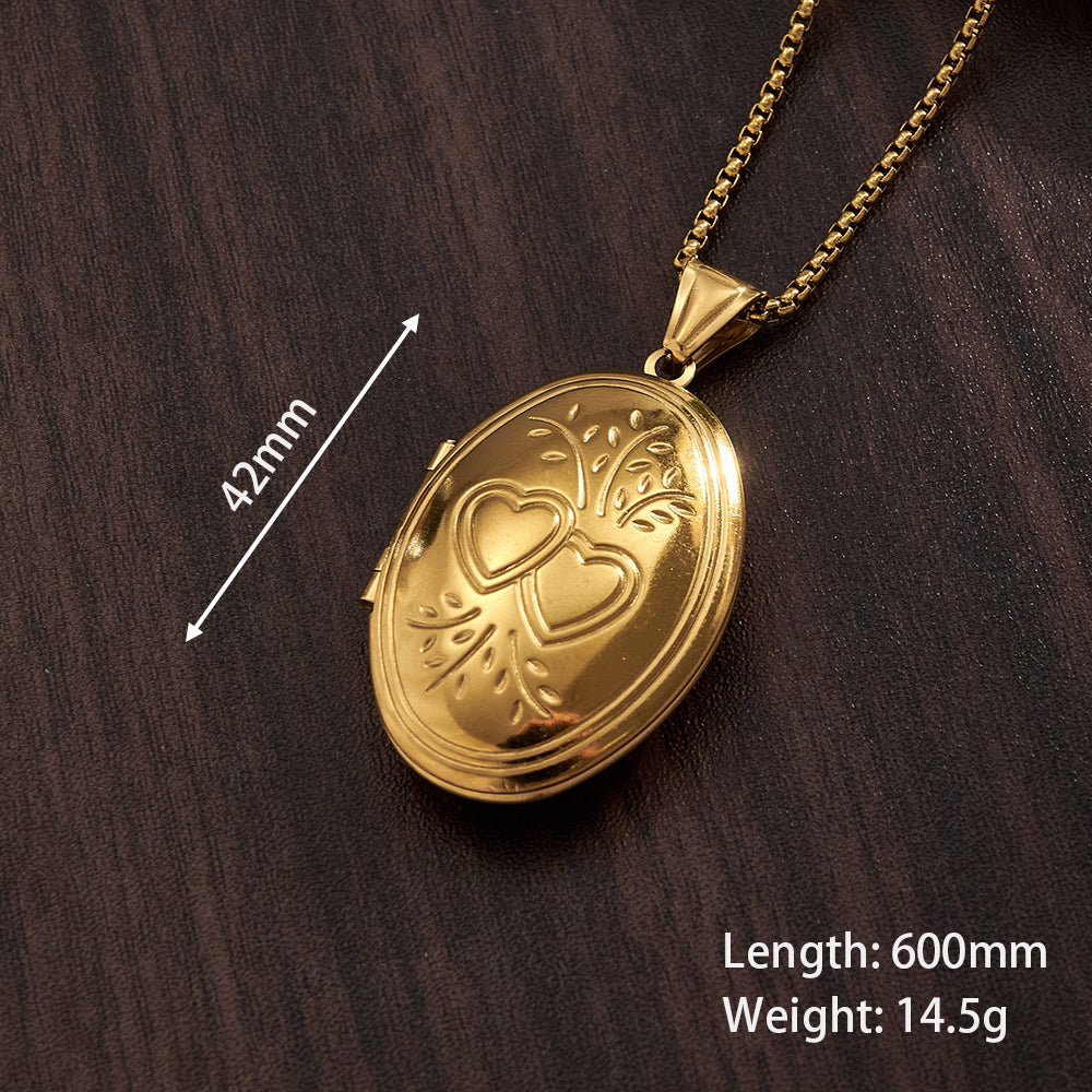 Vintage Medaillon Hartketting — Goudkleurig