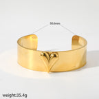 Chunky Cuff Armband met 3D Hart — Goudkleurig