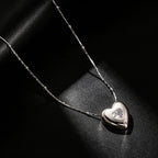 Elegante RVS 3D Hartjes Ketting met Zirkonia – Verstelbare Schuifketting (18K Goud Verguld)