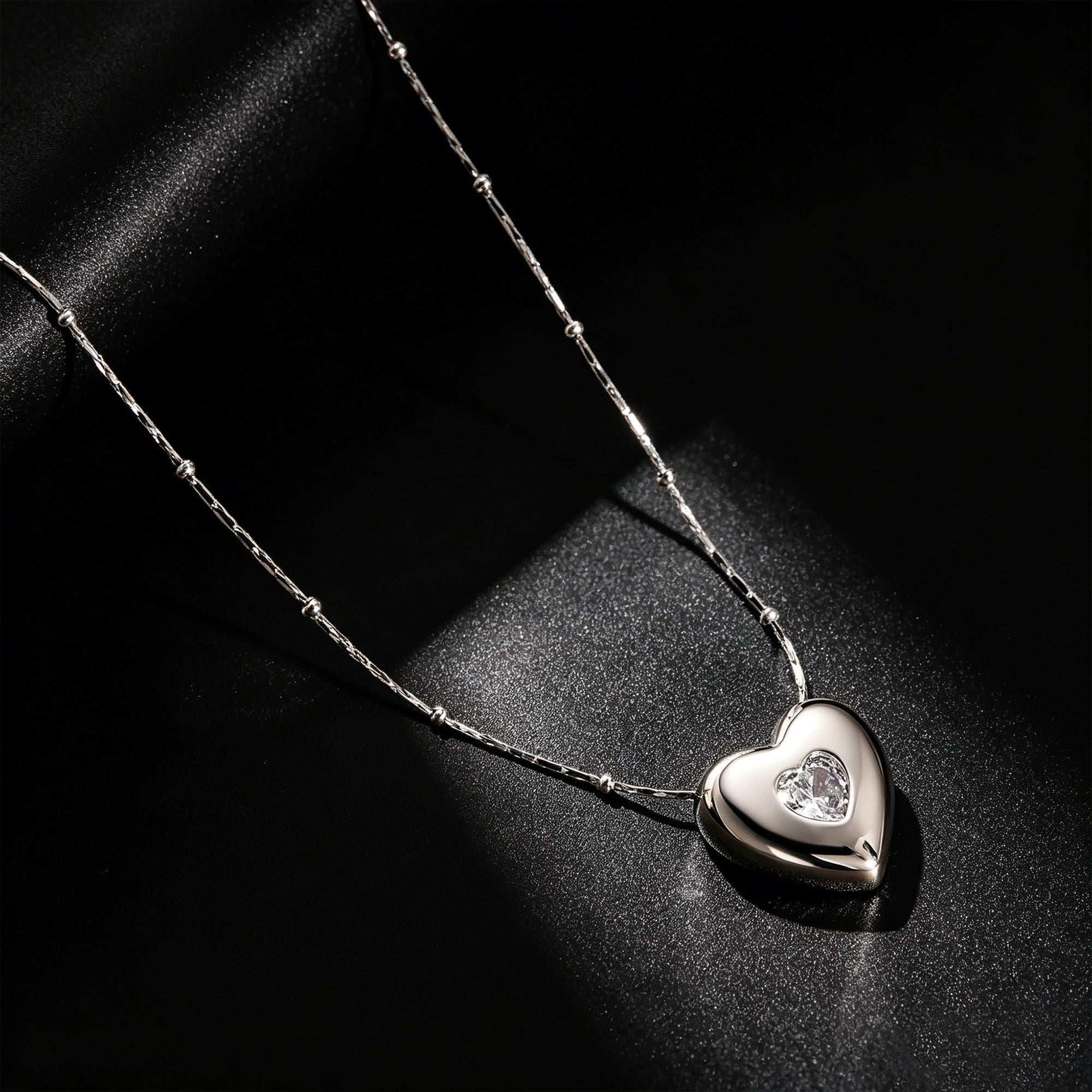 Elegante RVS 3D Hartjes Ketting met Zirkonia – Verstelbare Schuifketting (18K Goud Verguld)