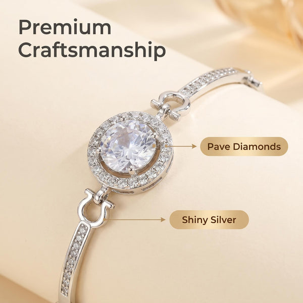 Dames Schakelarmband met Zirkoon — Witgoud