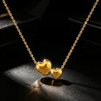 Minimalistische RVS Dubbele Hartjes Ketting – Verstelbare Schuifketting (18K Goud Verguld)