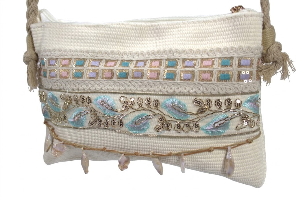 Ibiza Bohemian Crossbody Tas — Canvas Schoudertas met Borduurwerk