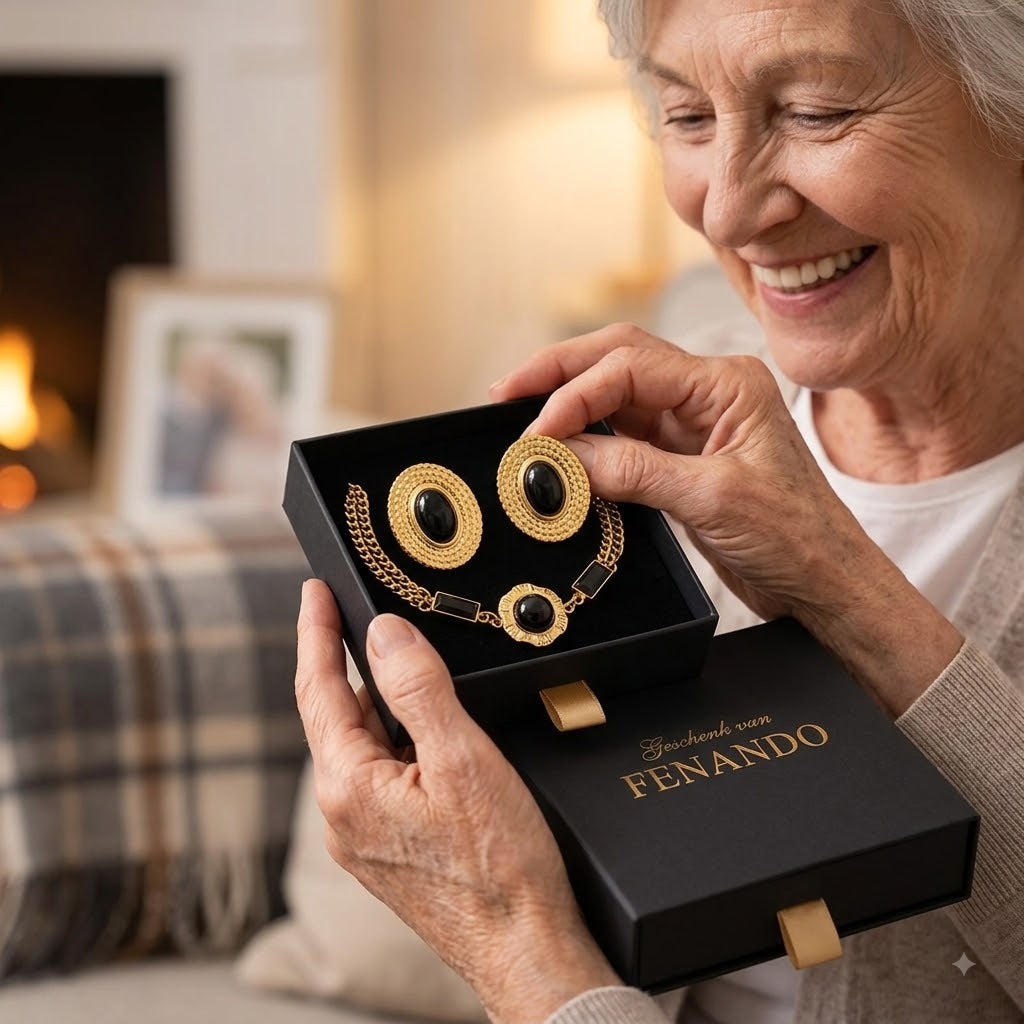 Vintage Empress Sieradenset — Goud & Zwarte Onyx