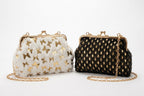 Luxe Clutch Zwart met Goud - Elegante Avondtas met Ketting en Knipsluiting
