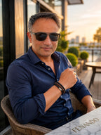 Multi-Layer Heren Armband met Tijgeroog Kraaltjes en Leer – Bruin & Zwart