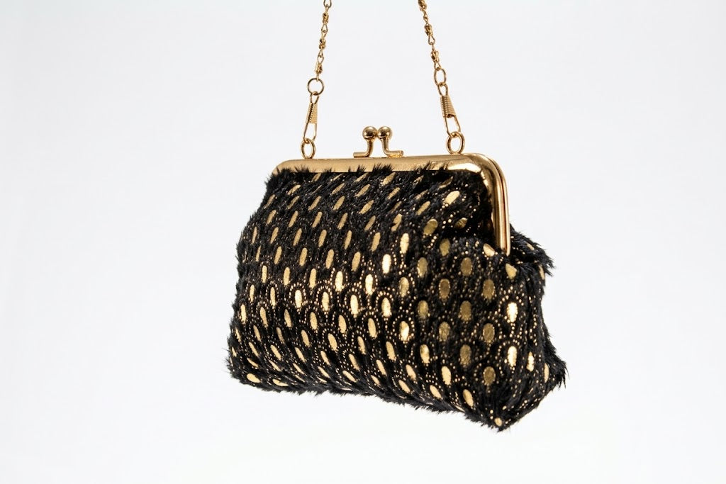 Luxe Clutch Zwart met Goud - Elegante Avondtas met Ketting en Knipsluiting
