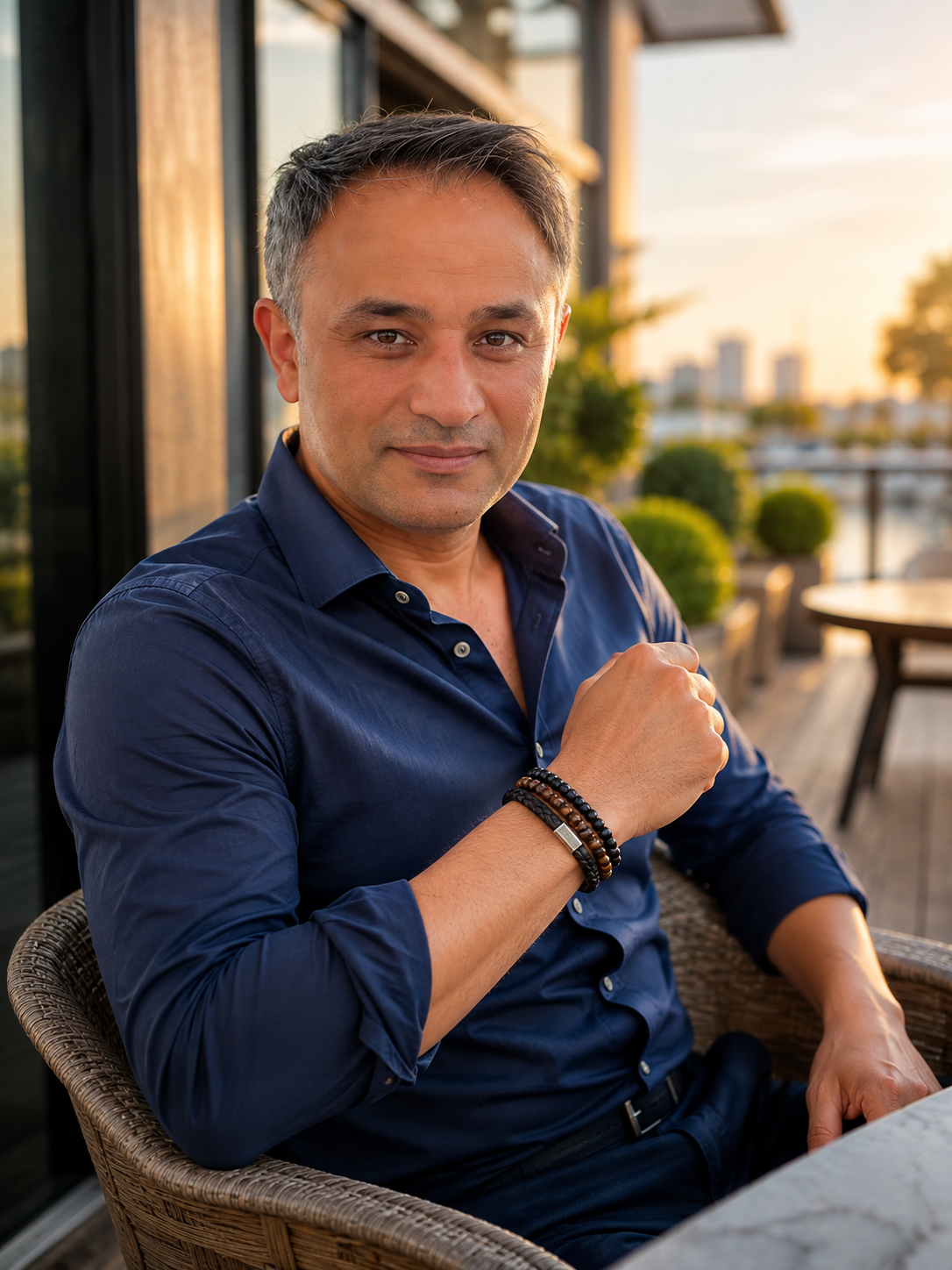 Multi-Layer Heren Armband met Tijgeroog Kraaltjes en Leer – Bruin & Zwart
