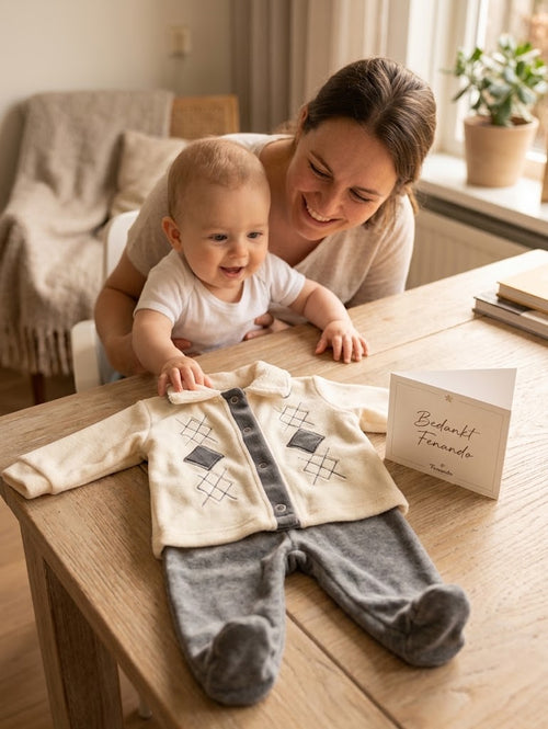 Bebelinna Pluche Babyset — Vest & Broek met Voetjes