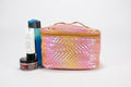 Clayre & Eef Grote Cosmeticakoffer Dames - Roze Holografische Beautycase Gewatteerd