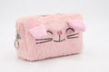 Clayre & Eef Toilettas Meisjes met Kattenprint - Roze Glitter Make-up Tasje