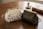 Luxe Clutch Zwart met Goud - Elegante Avondtas met Ketting en Knipsluiting