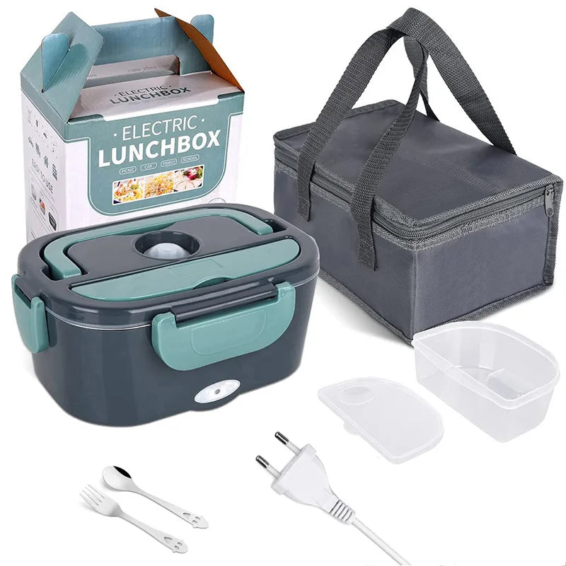 Electric Lunch Box 2-in-1 Portable Food Warmer (12V–220V) Stainless Steel