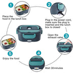 Electric Lunch Box 2-in-1 Portable Food Warmer (12V–220V) Stainless Steel