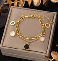 Gelaagde RVS Schakelarmband – Romeinse Cijfers & Luxury Charms