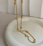 Minimalistische RVS Choker Ketting met Meerdere Hartjes (18K Goud Verguld)