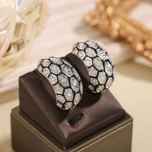 Chunky Geometrische Statement Oorbellen – 18K Goud of Witgoud Verguld met 925 Zilveren Nadelen