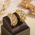 Chunky Geometrische Statement Oorbellen – 18K Goud of Witgoud Verguld met 925 Zilveren Nadelen