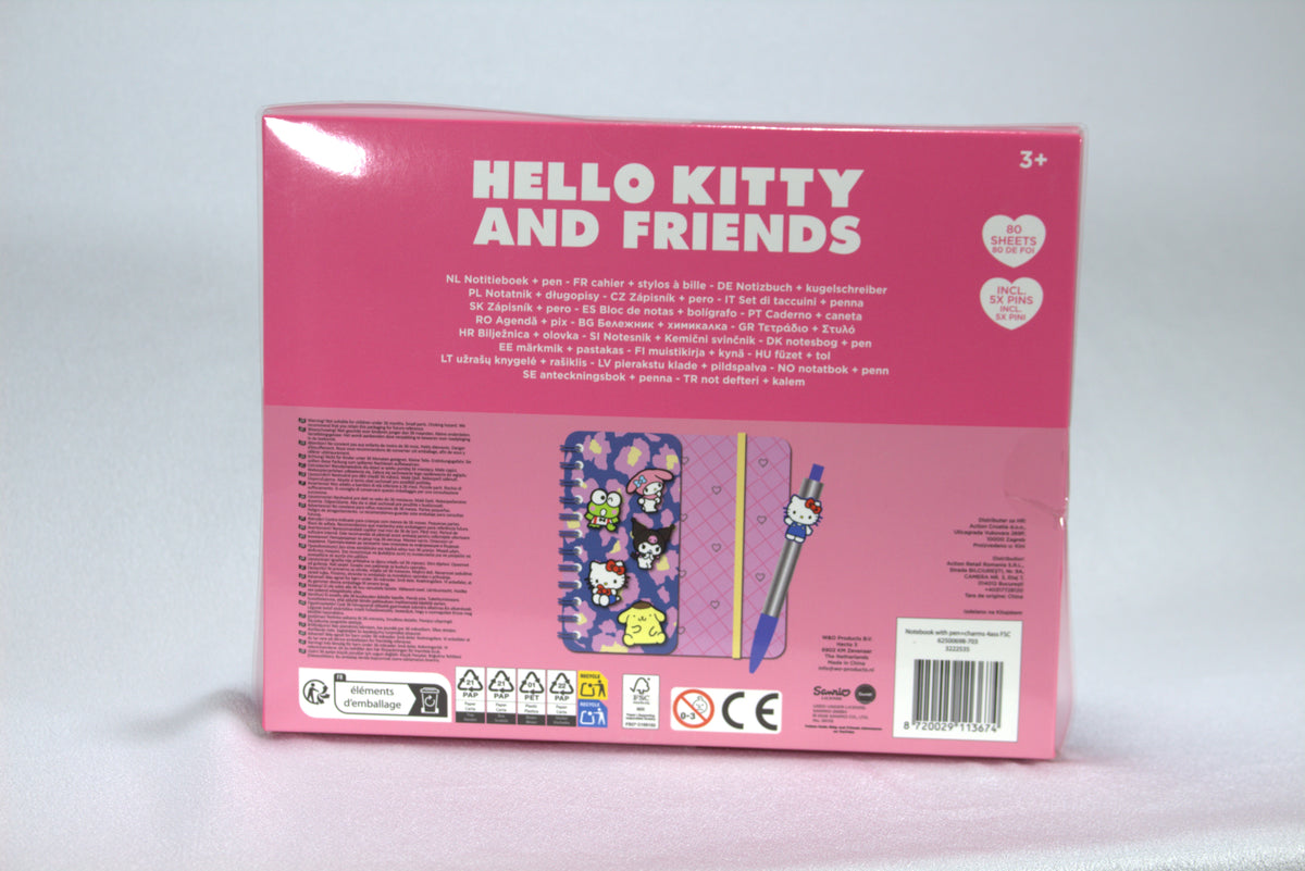 Hello Kitty and Friends Notitieboekset met Pen en Pins - 80 Vel