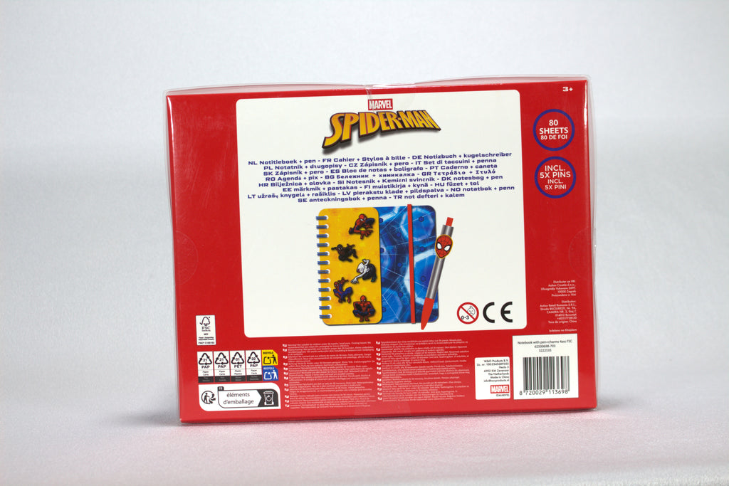 Marvel Spider-Man Notitieboekset met Pen en Pins - 80 Vel