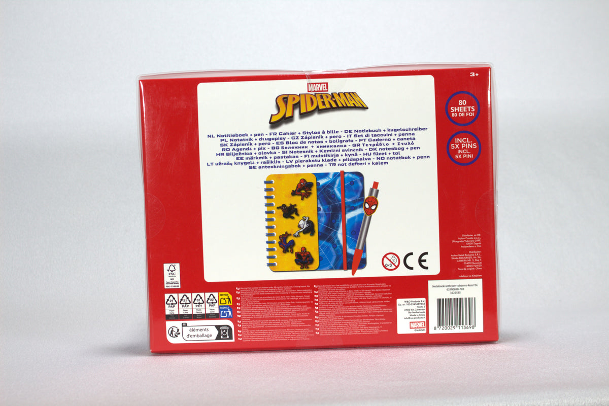 Marvel Spider-Man Notitieboekset met Pen en Pins - 80 Vel