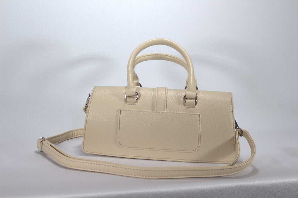 Elegante Baguette Handtas met Gekorrelde Structuur — Chic Schoudertasje