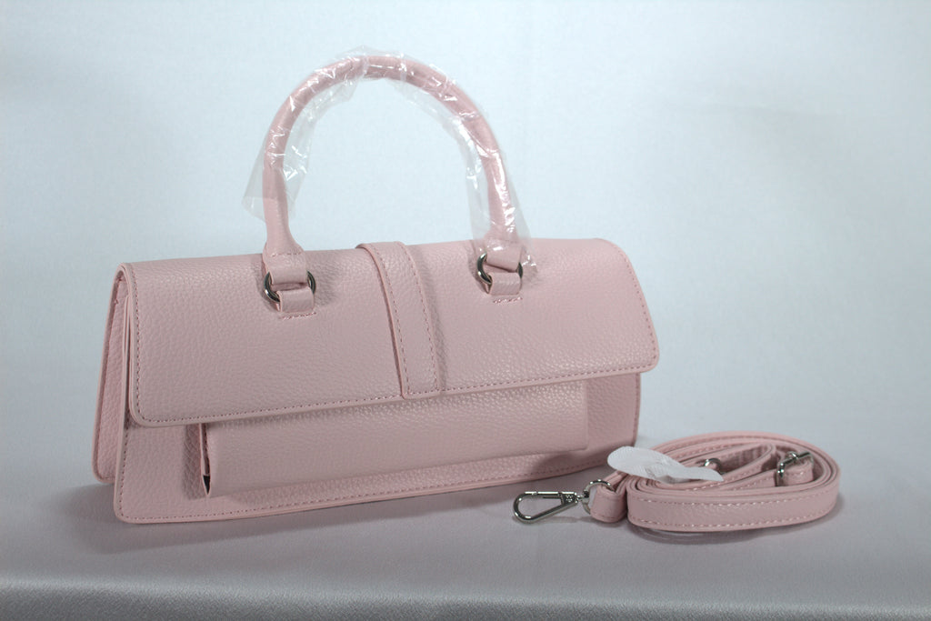 Elegante Baguette Handtas met Gekorrelde Structuur — Chic Schoudertasje