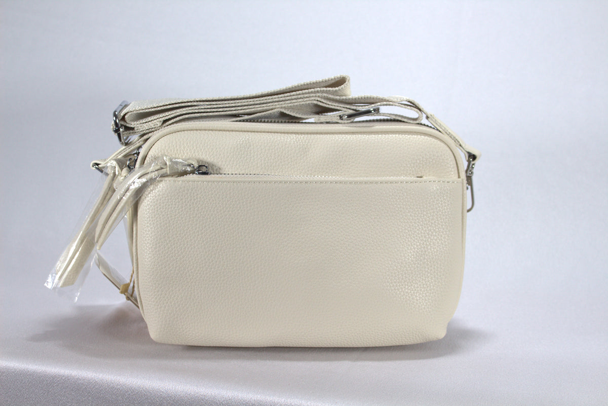 Trendy Triple Zip Crossbody Tas — Schoudertas met Brede Aztec Riem