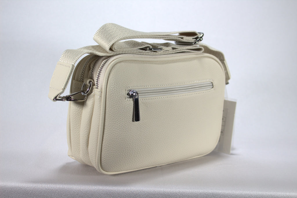 Trendy Triple Zip Crossbody Tas — Schoudertas met Brede Aztec Riem