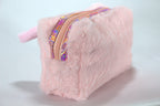Clayre & Eef Toilettas Meisjes met Kattenprint - Roze Glitter Make-up Tasje