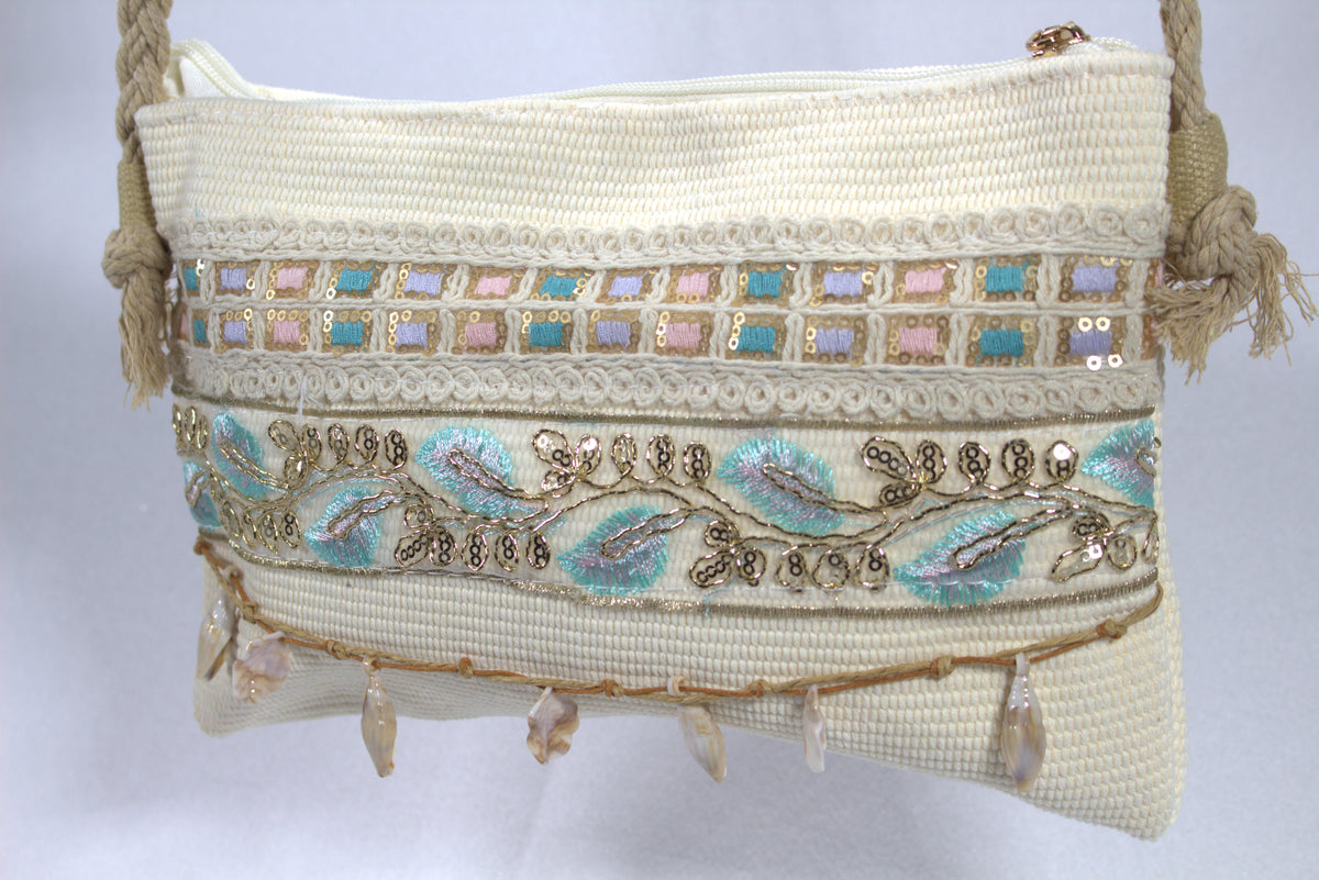 Ibiza Bohemian Crossbody Tas — Canvas Schoudertas met Borduurwerk