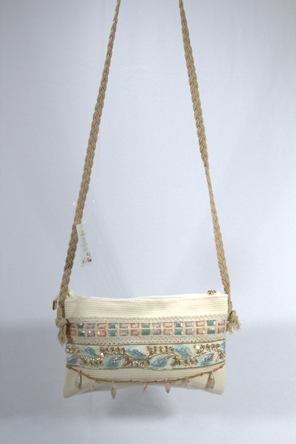 Ibiza Bohemian Crossbody Tas — Canvas Schoudertas met Borduurwerk