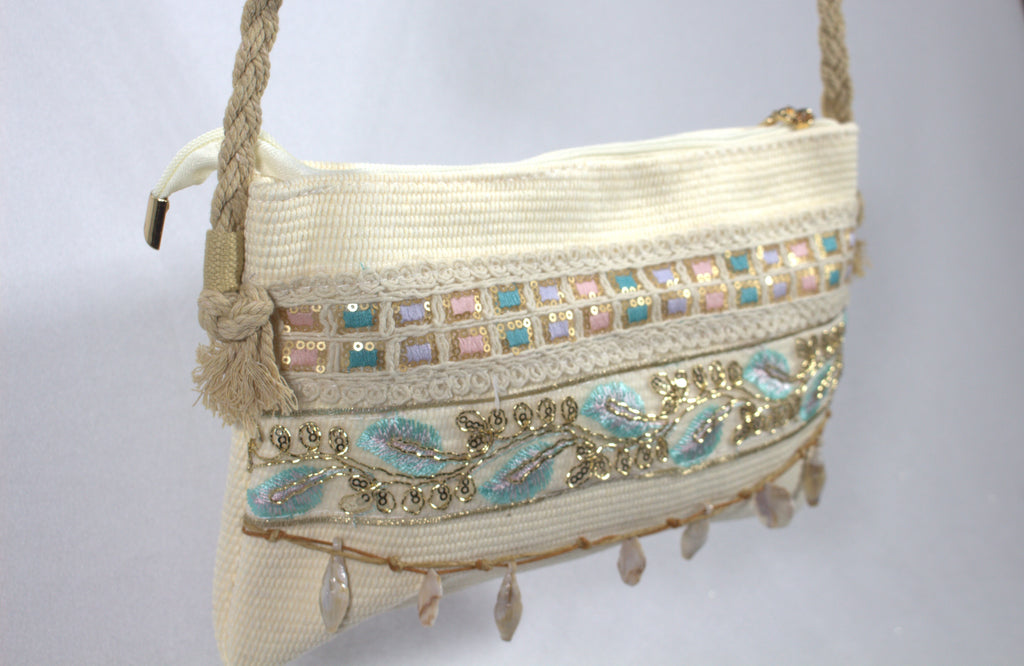 Ibiza Bohemian Crossbody Tas — Canvas Schoudertas met Borduurwerk
