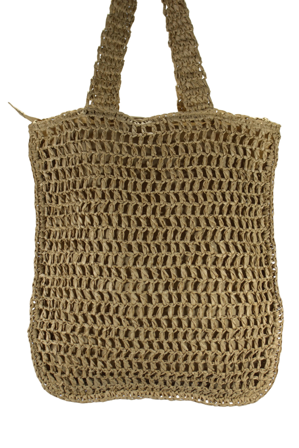 Gehaakte Raffia Schoudertas met Rits - Beige | On-Trend Strandtas Crochet