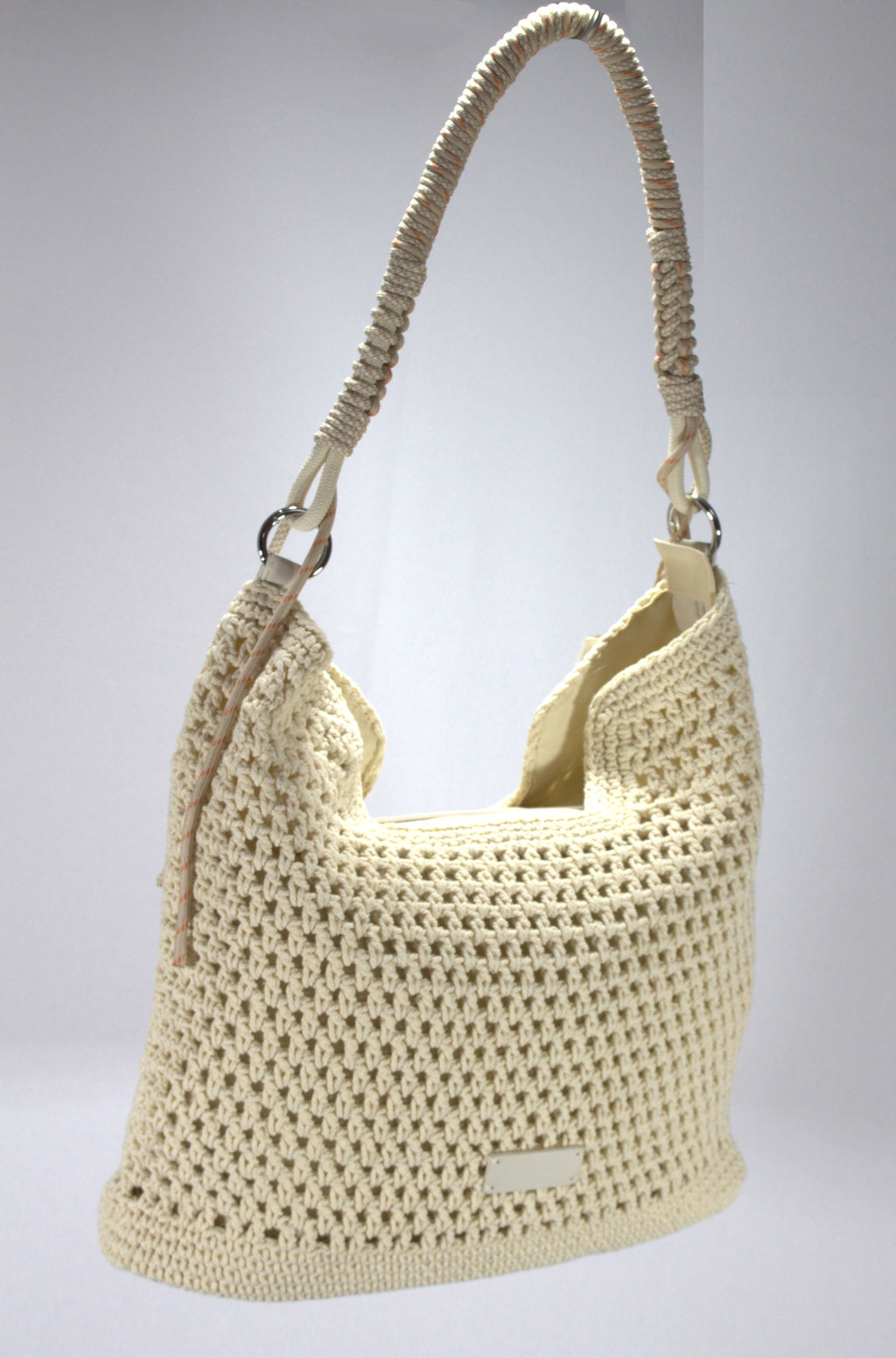 Boho Gehaakte Hobo Schoudertas met Gedraaid Touw Hengsel