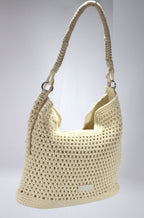 Boho Gehaakte Hobo Schoudertas met Gedraaid Touw Hengsel