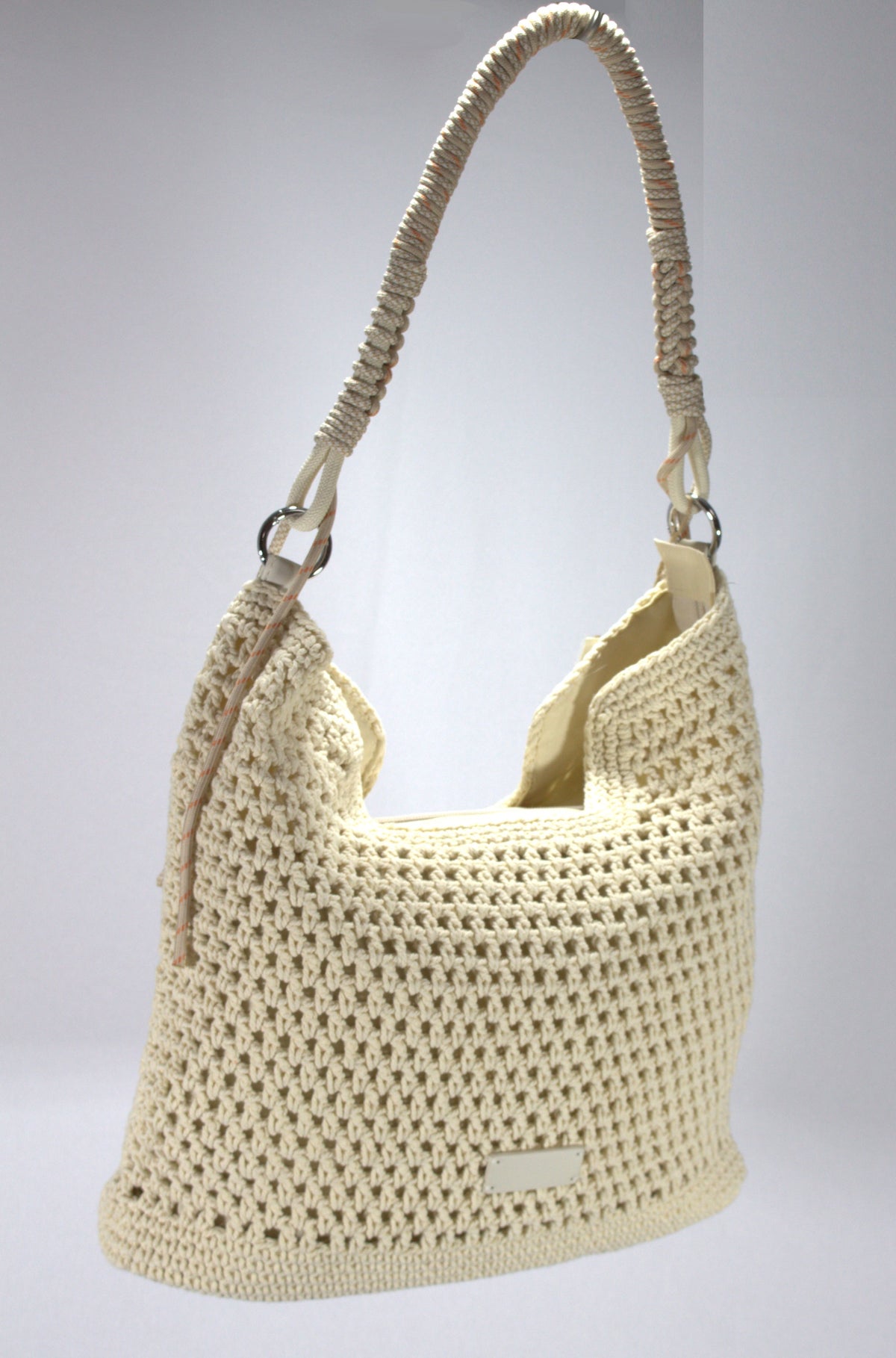 Boho Gehaakte Hobo Schoudertas met Gedraaid Touw Hengsel