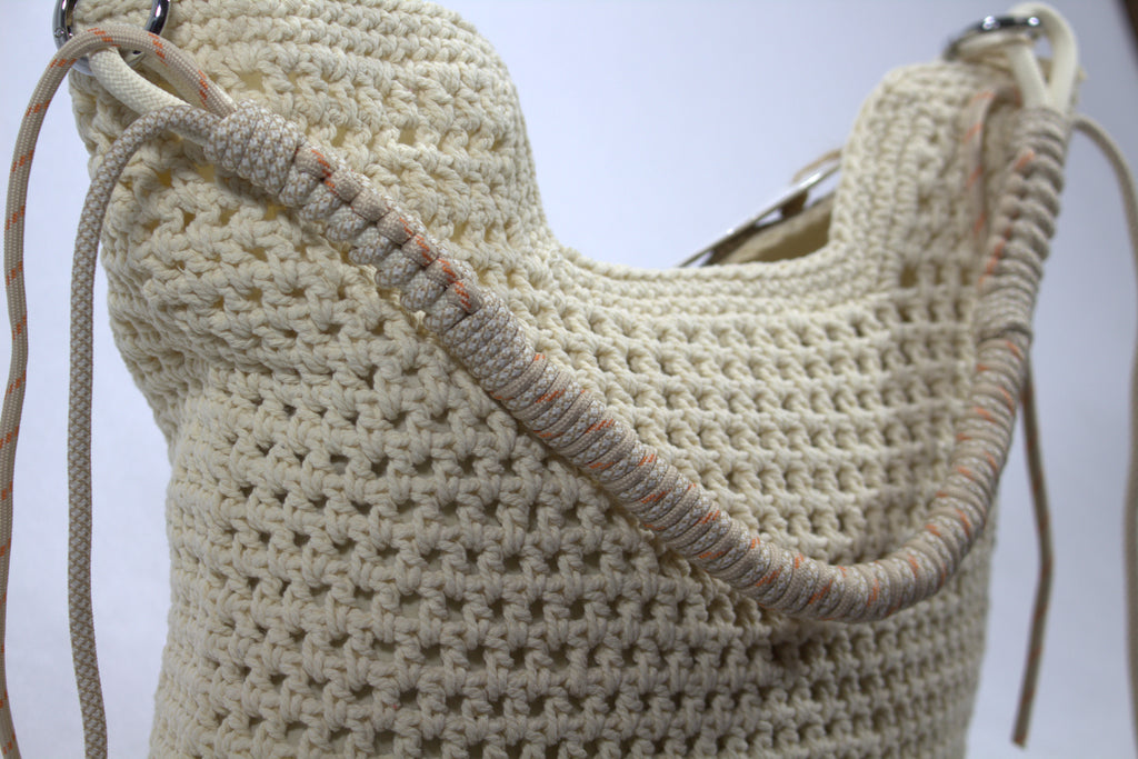 Boho Gehaakte Hobo Schoudertas met Gedraaid Touw Hengsel