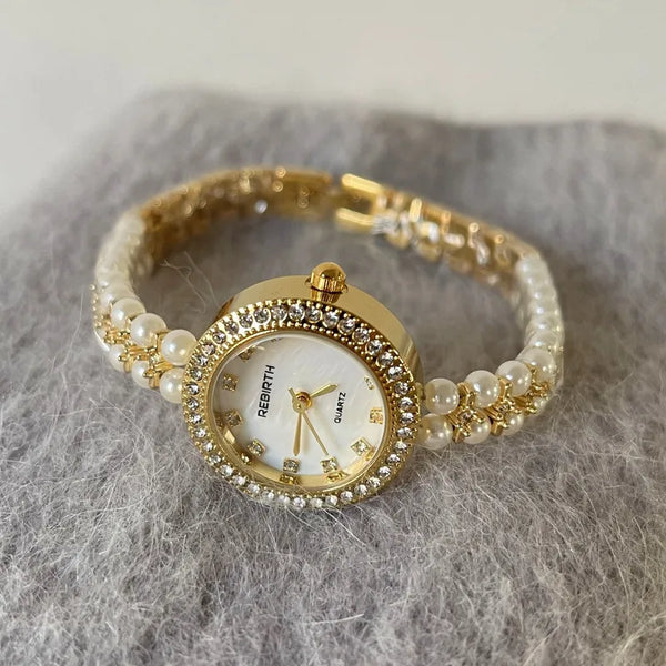 Sparkling Pearl Horloge — Goud & Parelmoer